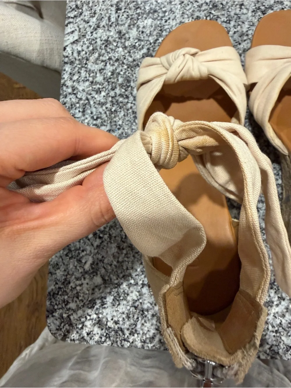 UGG Cream Knot Espadrille Ankle Tie Sandals - Women